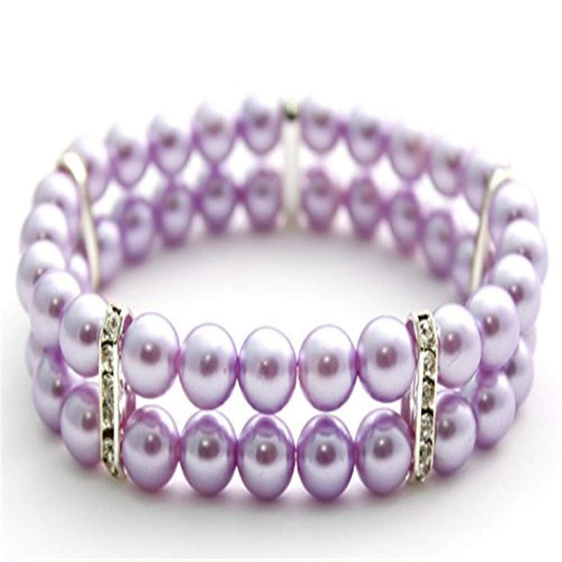 Dogs Kingdom Dog Cat Luxury 2 Row Pearls Necklace Collar with Crystal Rhinestone Charm for Small Dog Girl Puppy Fancy Princess Wedding Pearl Collar,Purple,S:8-10" Neck S:8-10" neck Purple - BeesActive Australia