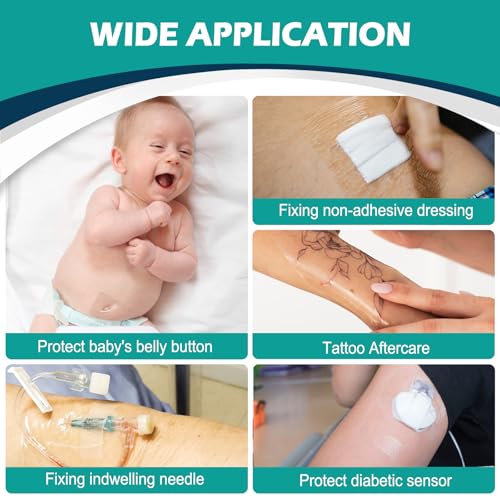 80 Packs Transparent Film Dressing 2.375" x 2.75" - Waterproof Bandages for Swimming, Showering, Wounds, Post Surgical Shower or IV Shield, Tattoo Aftercare Bandage, Scar Therapy, Adhesive Patches 2.375" x 2.75"(80 PCS)