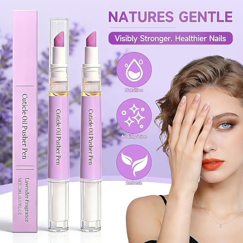 2 Pcs 2-in-1 Ceramic Cuticle Pen- 2026 New Cuticle Oil Pusher Pen Purple
