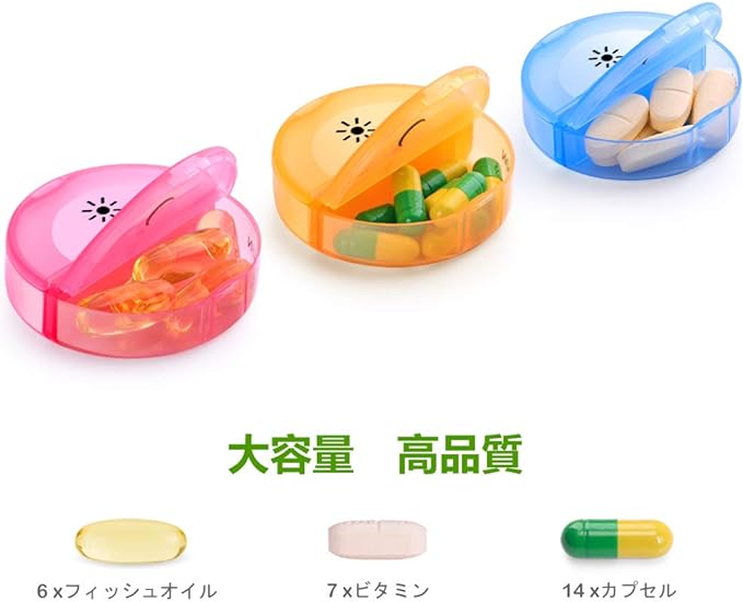 Sukuos Pill Case, Medicine Case, 1 Week, 2 Times a Day, Divided into Morning, Noon, and Night, Prevents Forgetting to Drink Supplement Case, Compact, Portable, Japanese Printed (Transparent) - BeesActive Australia