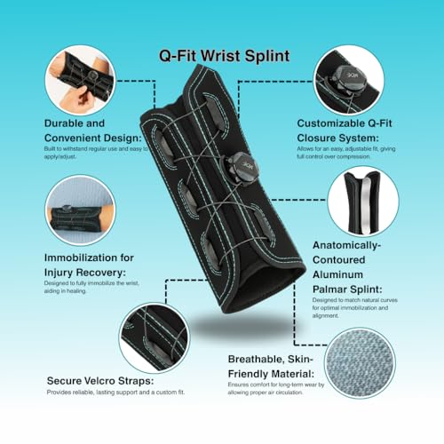 Q-Fit Wrist Splint | Advanced Anatomical Wrist Support with BOA Q-Fit Compression System for Carpal Tunnel, TFCC & Radial Nerve Relief | Adjustable Aluminum Palmar Splint Stabilizer for Recovery & Pain Relief | Small Left Standard LEFT WRIST
