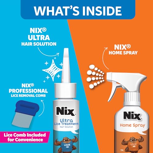 Nix Lice Treatment Hair and Home Kit, Ultra Solution & Home Spray 3 Piece Set