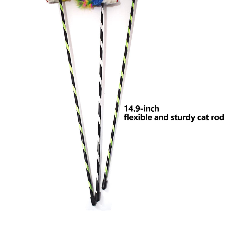 IUHKBH Interactive Cat Sticks, 3 PCS Cat Wands with Mice Long Cat Teaser Wands for Cats Kittens Having Fun Exerciser Playing - BeesActive Australia