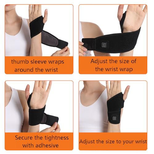 USB Wrist Brace Heating Pad Adjustable Heated Wrist Brace Wrap 3 Heating Levels Wrist Warmer Electric Heating Pad for Wrist and Hand Wrist Support to Relieve Pain Medium