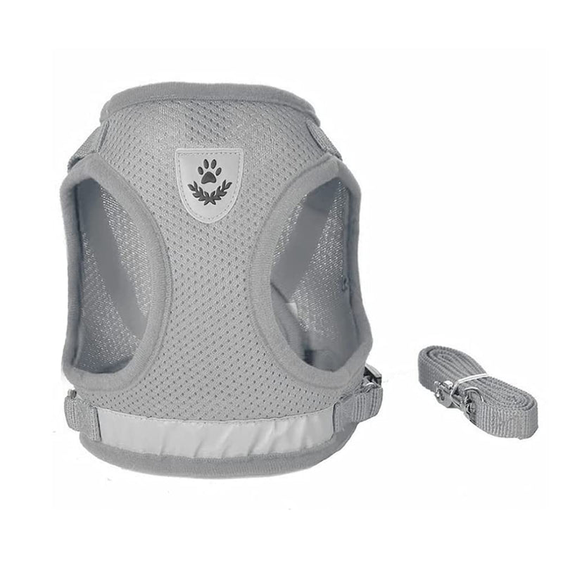 FEimaX Dog Harness and Leash Set for Walking, Soft Mesh Adjustable Easy Control Lightweight Cat Vest Harnesses with Reflective Strips, Escape Proof Small Dogs Cats Vests (Grey, X-Small) Grey - BeesActive Australia