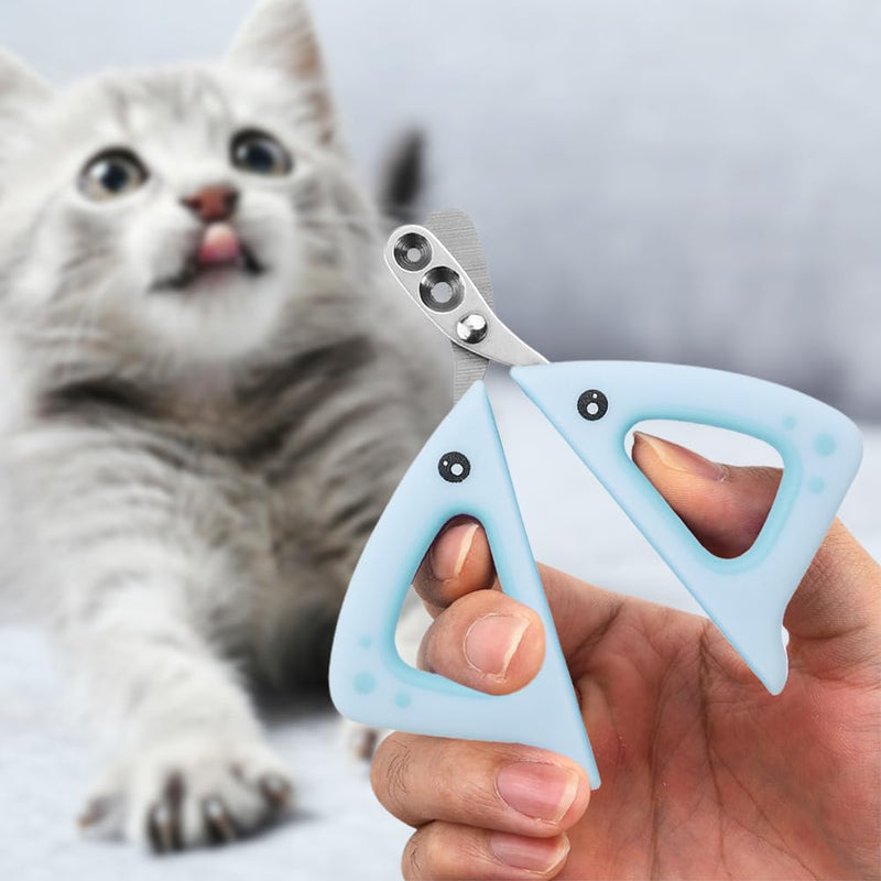 POHOVE Cat Claw Cutter, Claw Clipper for Cats with 2mm and 4mm Holes, for Small Dogs, Puppies, Cats with File (Blue) - BeesActive Australia