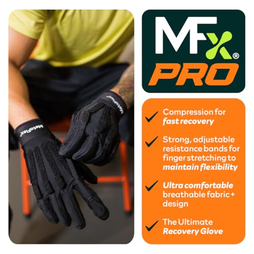 MetaFlex Pro, Strength & Recovery Gloves. Medium-Weight Resistance Bands for Deep Stretching, Advanced Hand Strengthening, and Gentle Support for Hand Pain Relief X-Small Right