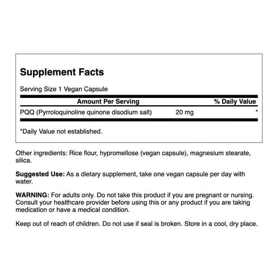Swanson PQQ Pyrroloquinoline Quinone 20 mg, 30 Veg Caps, 3 Pack | PQQ Promotes Function of the Mitochondria, the Energy Centers of Cells, to Support Brain and Cardiovascular Health 30 Count (Pack of 3)