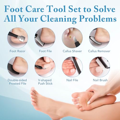 VINGVO Electric Feet Callus Remover, Rechargeable IPX5 Foot Care Pedicure Kit, for Dead Skin&Cracked Heel, Electric Foot File Set with 3 Roller Heads (Black) Black