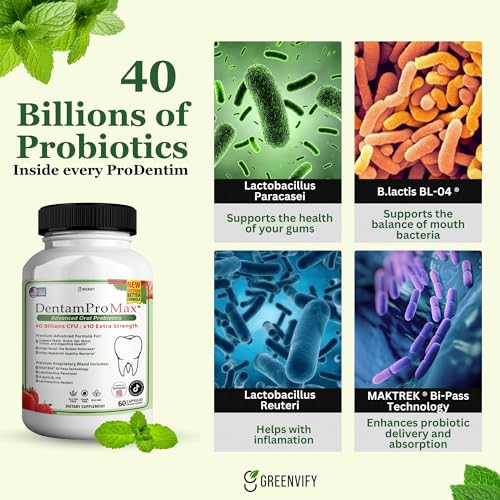 DentamPro Max Fresh Breath Probiotics, Advanced Mouth and Tooth Hygiene Supplement, 60 Capsules (Pack of 1)