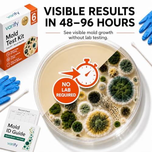 Varify Mold Test Kit for Home Air Quality | Air Quality Test Kit & Black Mold Detector for Home | 6-Petri-Dish Indoor Airborne Spore Sampler | Easy-to-Use with Clear Instructions & ID Booklet 6 Pack