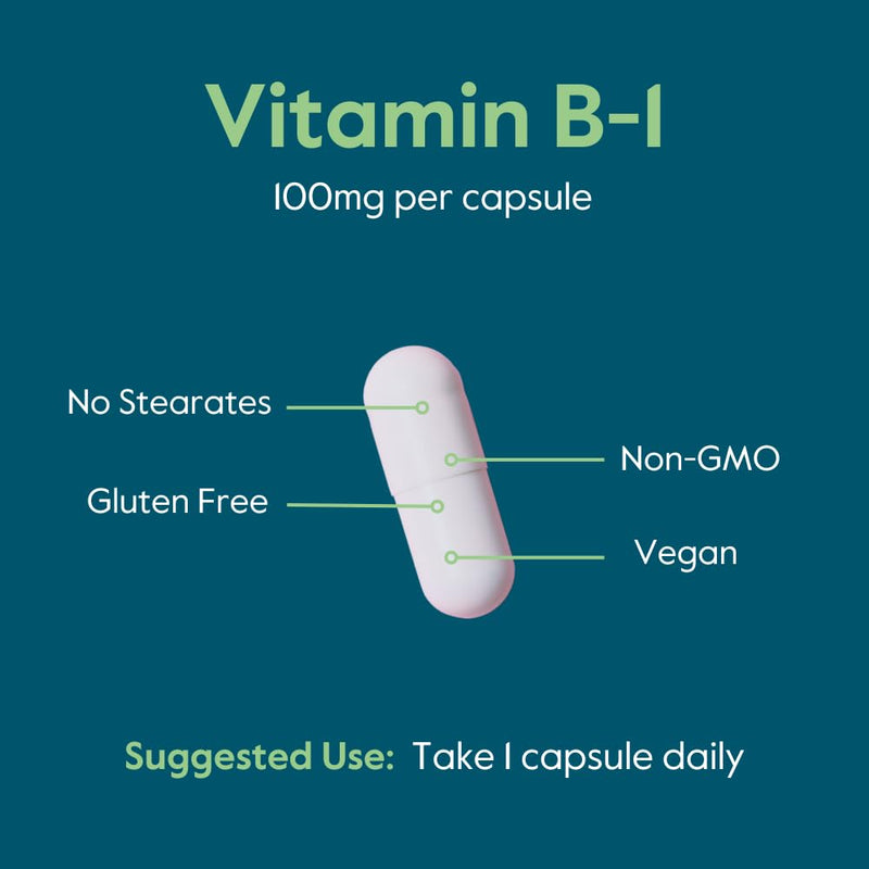 BESTVITE Vitamin B-1 100mg (240 Veg Caps) - No Stearates - Vegan | Non GMO - Gluten Free - Supports Energy Metabolism* - Easy to Swallow Capsules 240 Count (Pack of 1)