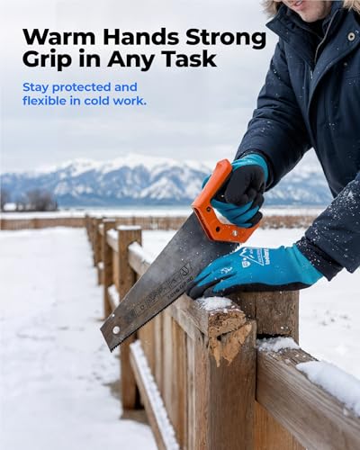 toolant Waterproof Winter Work Gloves, ANSI A4 Cut Resistant 1 Pair Large Blue