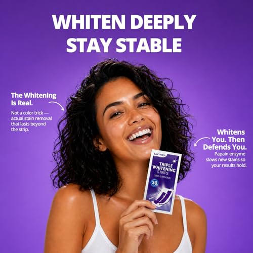 SAKYPRORAL Purple Whitening Strips, Long-Lasting Results, Enamel Safe & Low-Sensitivity, Professional Teeth Whitening Strips with Non-Slip Dry Strip Technology (28 Count (Pack of 1)) 28 Count (Pack of 1)