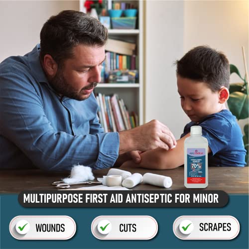 70% Isopropyl Alcohol 70 Percent Rubbing Alcohol 70 Percent USP, 16 oz. Bottle, Multipurpose First Aid Antiseptic for Minor Wounds, Cuts, Scrapes and Burns | Home Cleaning and First Aid Tool (1) 1