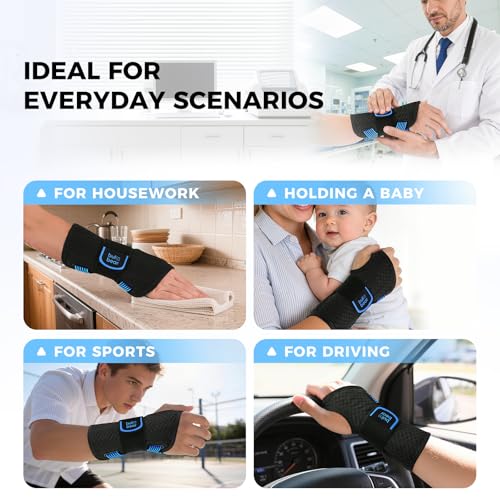 Carpal Tunnel Wrist Brace with Removable Splints, Night Splint Blue/Black S/M-Right