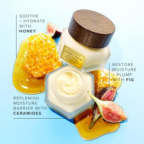 Farmacy Ceramide Face Moisturizer - Honey Halo Hydrating Facial Moisturizer for Dry Skin - Plumps, Soothes + Restores Skin with Potent Ceramides + Buckwheat Honey for a Dewy, Healthy Glow (25ml) 0.84 Ounce (Pack of 1)