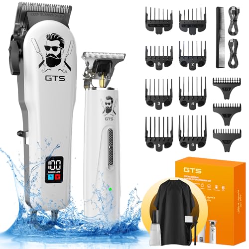 GTSPro Hair Clippers for Men, Clippers and Trimmers Set, Barber Clippers, Electric Hair Trimmer with Box, Gifts for Men White Human-white