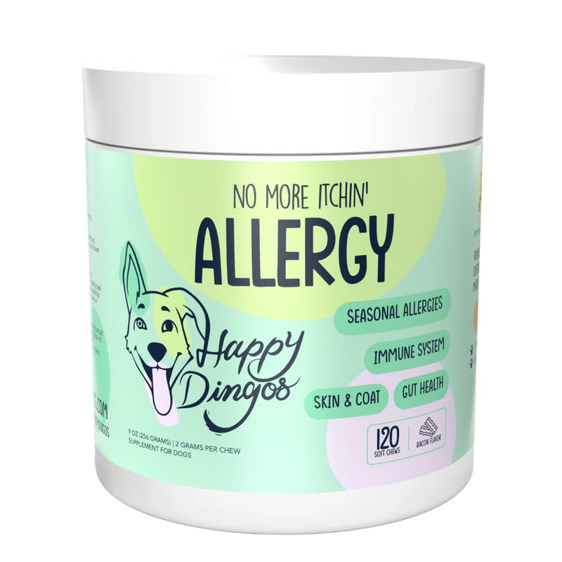 Dog Allergy Relief Chews for Itchy Skin - Stop Paw Licking, Itchy Ears, Support Seasonal Allergy - with Probiotics and Salmon Oil - 120 Count - Bacon Flavor