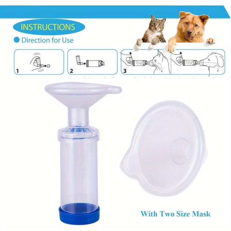 Pet Inhaler Spacer with Two Face Mask, Handheld Aerochamber for Dogs and Cats, Aero Chamber with Mask for Dogs and Cats, Dog and Cat Inhaler Spacer, Comfortable Face Mask (for Cats & Dogs Small) for Cats & Dogs Small