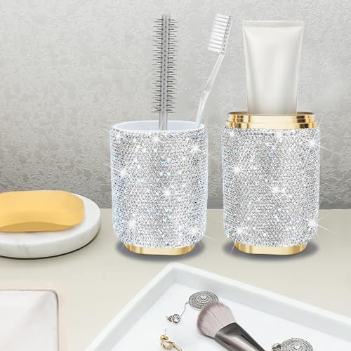 SlowVibes Bling Toothbrush Travel Case with Mouthwash Cup