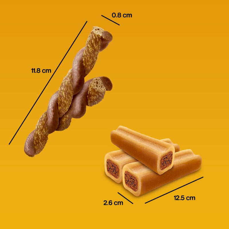 Pedigree dog snacks mix pack with Rodeo Duos Chicken & Bacon (24 pieces) and giant bones beef & poultry (4 pieces), 780g - BeesActive Australia