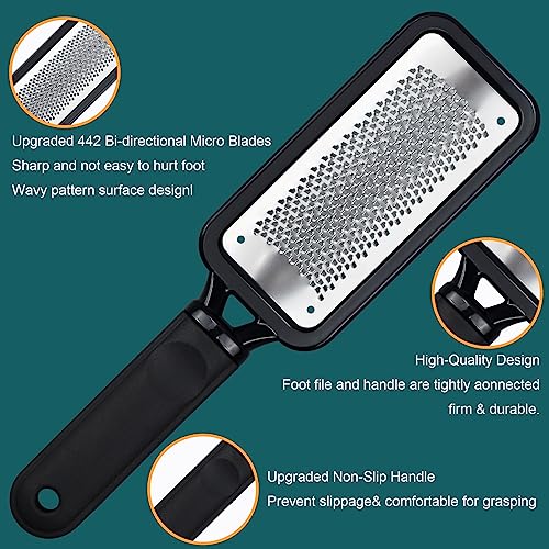 Foot Rasp Foot File, 2 Pcs Stainless Steel Pedicure Callus Remover for Feet, Professional Foot Care Tools for Pedicure to Removes Hard Skin Corns for Dry and Wet Feet 2 X Foot Files