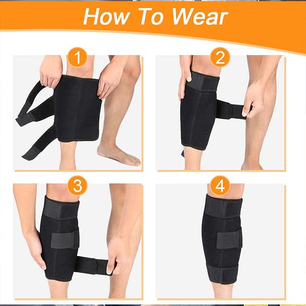 Calf Brace, Shin Splint Support Lower Leg Compression Wrap with Adjustable Three Anti-Slip Strap Support for Pulled Calf Muscle Pain Strain Injury, Sprain and Swelling, Fits Men and Women (Black) - BeesActive Australia