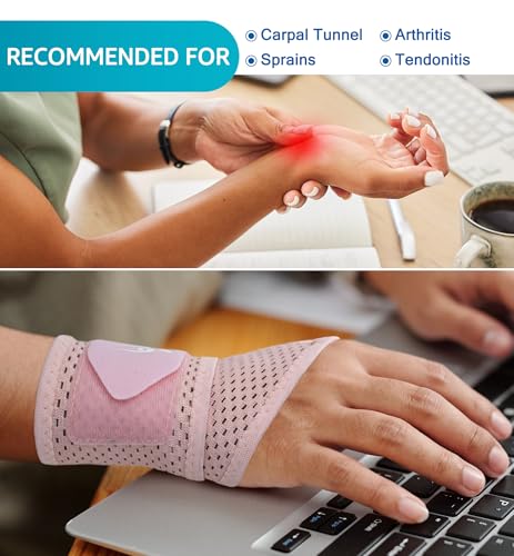 HiRui 2-Pack Ultra-Thin Mesh Wrist Wraps - Breathable, Adjustable Wrist Support for Workouts & Daily Use - Unisex Wrist Brace for Pain Relief, Tendonitis, Carpal Tunnel - One Size Fits All (Pink) Pink