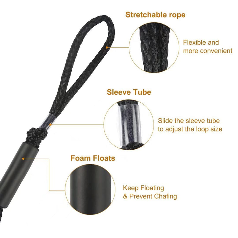 Bungee Dock Lines for Boat Shock Absorb Dock Tie Mooring Rope Boat Accessories 4-5.5 ft,4Pack (Black) - BeesActive Australia