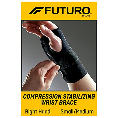 Futuro Compression Stabilizing Wrist Braces for Right and Left Hands, Black, S/M and L/XL Sizes