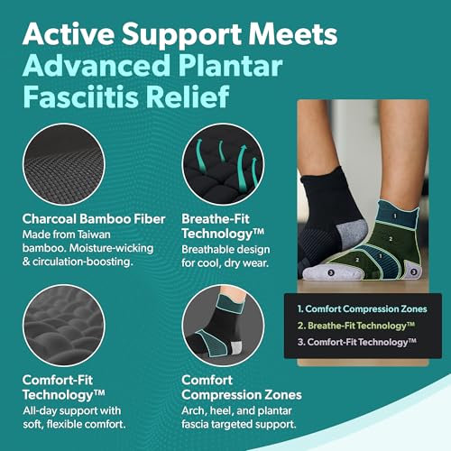 BraceAbility Day and Night Plantar Fasciitis Support Bundle - Compression Socks and Night Splint Sock for Foot Drop, Heel and Achilles Pain (Large)