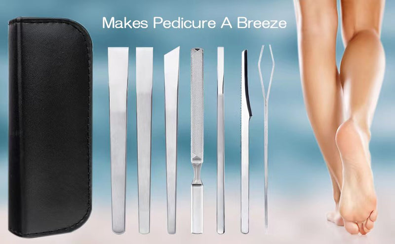 Pedicure Knife Set-7pack, Ingrown Toenail Knife Tools with Portable PU Storage Bag, Superior Steel Nail Knives Cuticle Remover, Professional Foot Repair Kit for Dead skin and Calluses