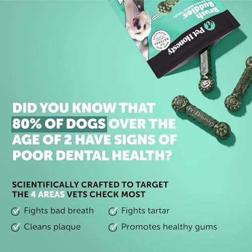 Pet Honesty Dog Dental Care Virtual Bundle – Breath Freshener Dental Powder for Large Dogs (60 Servings) + Brush Buddies Dental Sticks for Extra Small Dogs (40 Ct) – Teeth Cleaning, Plaque Support