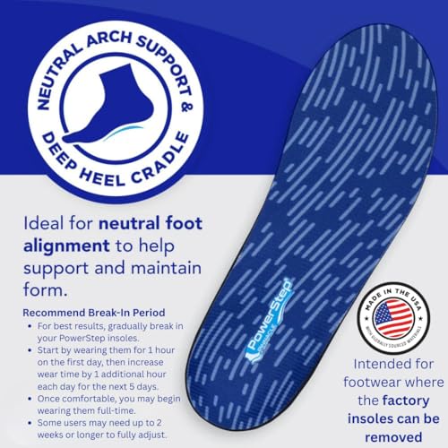 PowerStep Pinnacle Insoles, Plantar Fasciitis Relief (M 8-8.5, W 10.10.5) Blue Men's 8-8.5, Women's 10-10.5