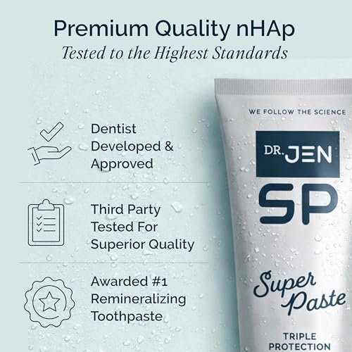 Dr. Jen Super Paste Toothpaste, 10% Nano Hydroxyapatite, Dentist Designed Mint 3.4 Ounce (Pack of 1)