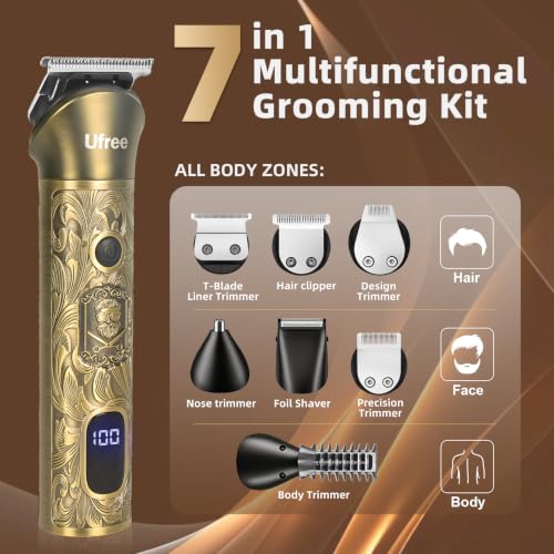 Ufree Professional Beard Trimmer for Men, Electric Shaver Razor, Men Gift Bronze