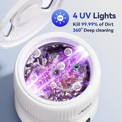 Ultrasonic Retainer Cleaner Machine with 4 Modes – 45kHz 180ML Ultrasonic Cleaner for Retainer,Denture,Mouth Guard,Ring,Jewelry,Leak-Proof Detachable Tank & Base, Easy-to-Clean