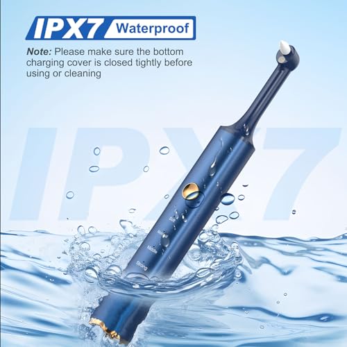 Tooth Polisher, Tooth Whitening Kit for Teeth Cleaning and Whitening, Rechargeable Teeth Polisher for People/Pets,Teeth Cleaning Kit with 5 Brush Heads,4 Speed Modes and LED Light, Waterproof(Blue) Blue