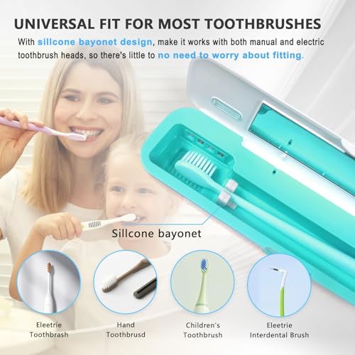 UV-C Toothbrush Sanitizer Case for Travel, Portable Sanitizer and Holder Universal Fits Electric and Manual Brush Heads, Smart Automatic Operation