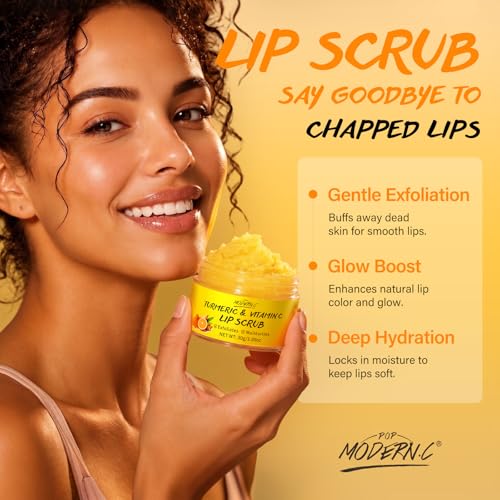 Turmeric Lip Scrub for Dark Lips Vitamin C Lip Scrubber Exfoliator
