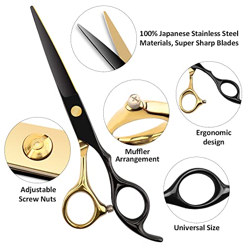 6.7inch Black Gold Hairdressing Hair Cutting Scissors Set