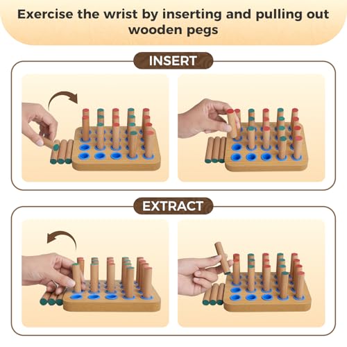 Stroke Training Equipment/Solid Wood Peg Board/Hand-Eye Coordination Trainer Designed for Elderly and Hemiplegia Patients to Improve Finger Flexibility Through Exercise