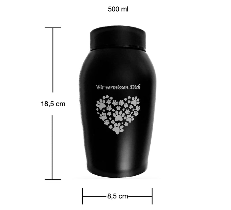 Petpets® Animal Urn/Memorial Urn 500 ml We miss you dog, cat, black, stainless steel, cremation, memorial, urn grave ashes, keepsake - BeesActive Australia