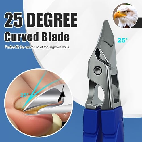 Wide Jaw Anti-Splash Eagle Beak Nail Clippers Set for Thick & Ingrown Toenails, Ultra Sharp Stainless Steel Nail Cutters with Cuticle Scissors & Nail File, Non-Slip Handle for Men, Women & Seniors