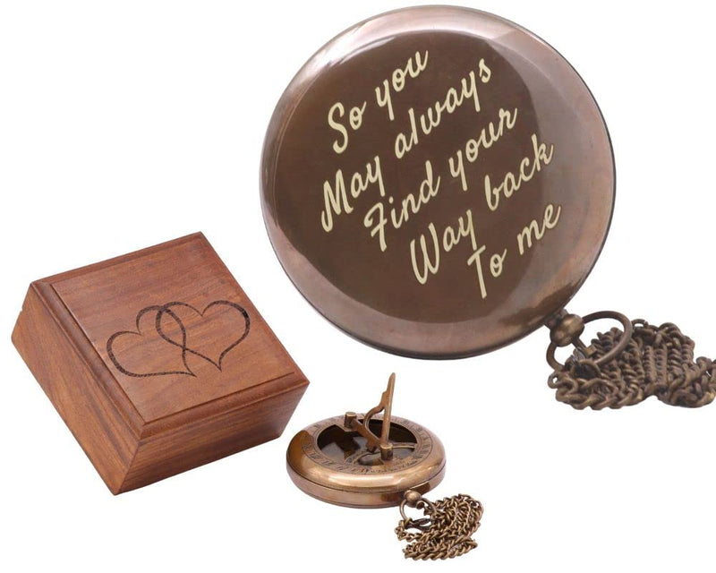 Compass – Brass Directional Vintage Compass Engraved with “Find Your Way Back to Home” Inspirational Gifts for Women/Men Baptism 2026 Communion Christian Motivational Quote Way Back To Me - Wood Box