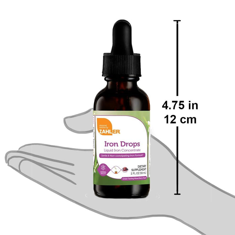 Zahler's Iron Drops, Liquid Iron Concentrate, Gentle and Non-Constipating Iron Formula, 2 Fl OZ. Unflavored 2 Fl Oz (Pack of 1)