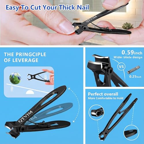 Toenail Clippers for Thick Nails for Men Seniors|3 Pack Ergonomic Long Handle Angled Head Toe Nail Clippers with Catcher|Premium Steel Wide Opening Fingernail Clipper-Heavy Duty Nail Clipper for women