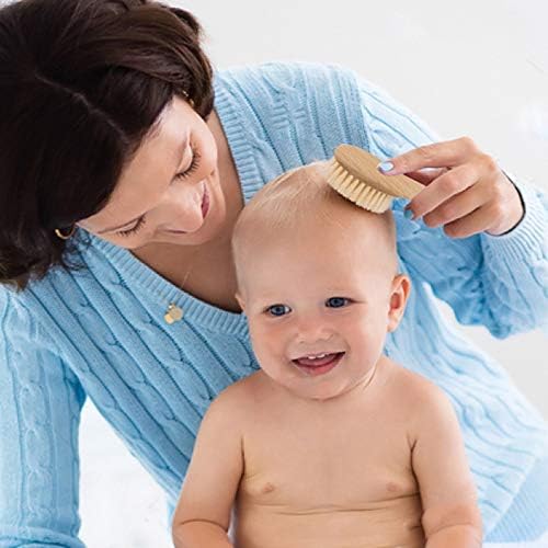 yarui Baby Brush & Comb Hair Brush Comb Newborn Infant Comb Goat Hair Natural Wood Handle Hair Brush Scalp Massage Baby Shower Gift Gift - BeesActive Australia