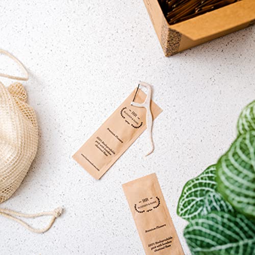 Bleeker and Rowe 100% Biodegradable Individually Wrapped Floss Picks - Eco Friendly Flossers 150 Pack (Biodegradable Bamboo Charcoal Floss)… Biodegradable Bamboo Charcoal Floss